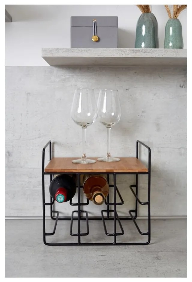Supporto per 6 bottiglie di vino con ripiano in bambù Loft - Wenko