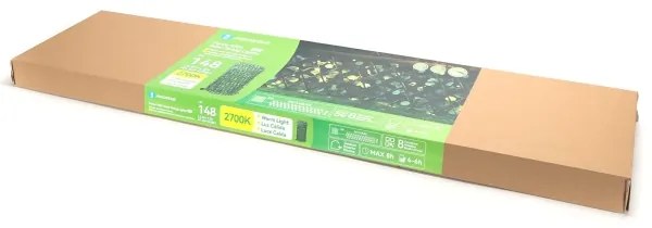 Aigostar - Catena LED solare 148xLED/2x1,2m IP65 bianco caldo eucalipto