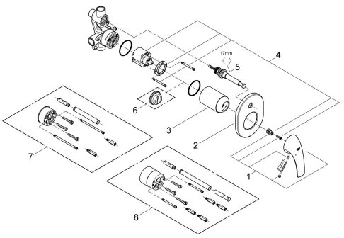 GROHE 29043000 - Miscelatore per vasca EUROCUBE, cromato lucido