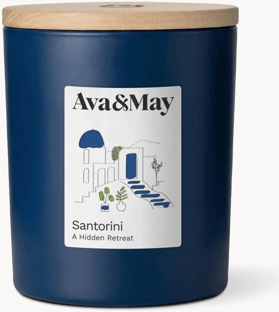 Candela profumata Santorini (rosmarino, fava tonka e cedro)