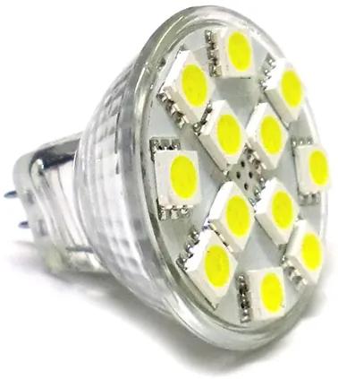 Lampada LED MR11 GU4 12 SMD 5050 2W=20W 12V DC Bianco Naturale 4500K
