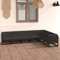 Set Divani da Giardino 7 pz con Cuscini Massello di Pino Nero cod mxl 38019