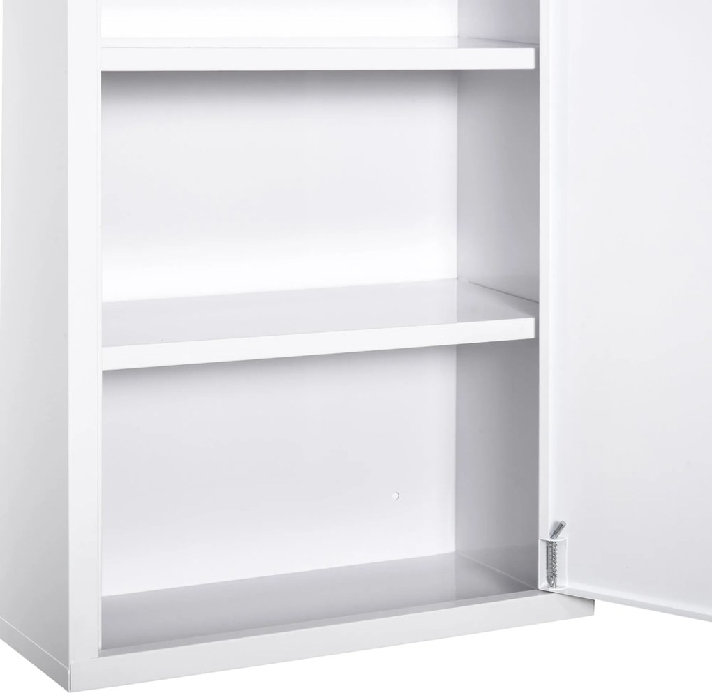 Armadietto Medicinali da Parete 40x18x60 cm 2 Chiavi in Acciaio Bianco...
