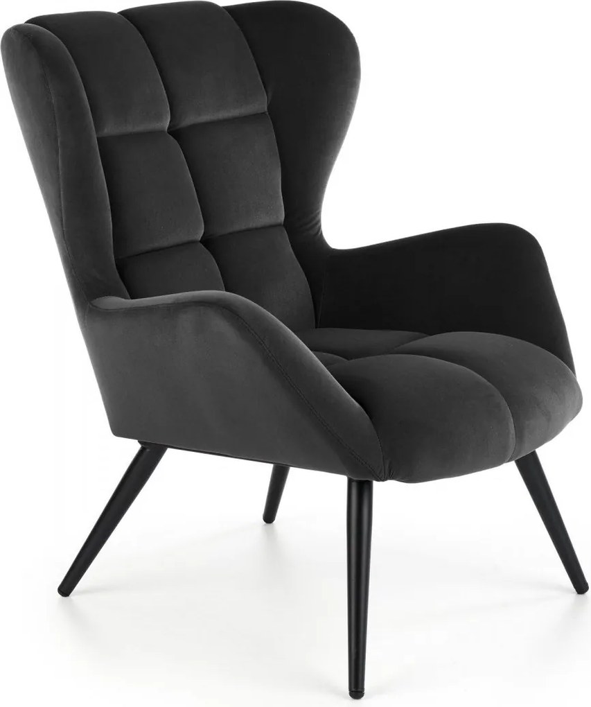 Poltrona Tyrion in velluto nero H91 cm