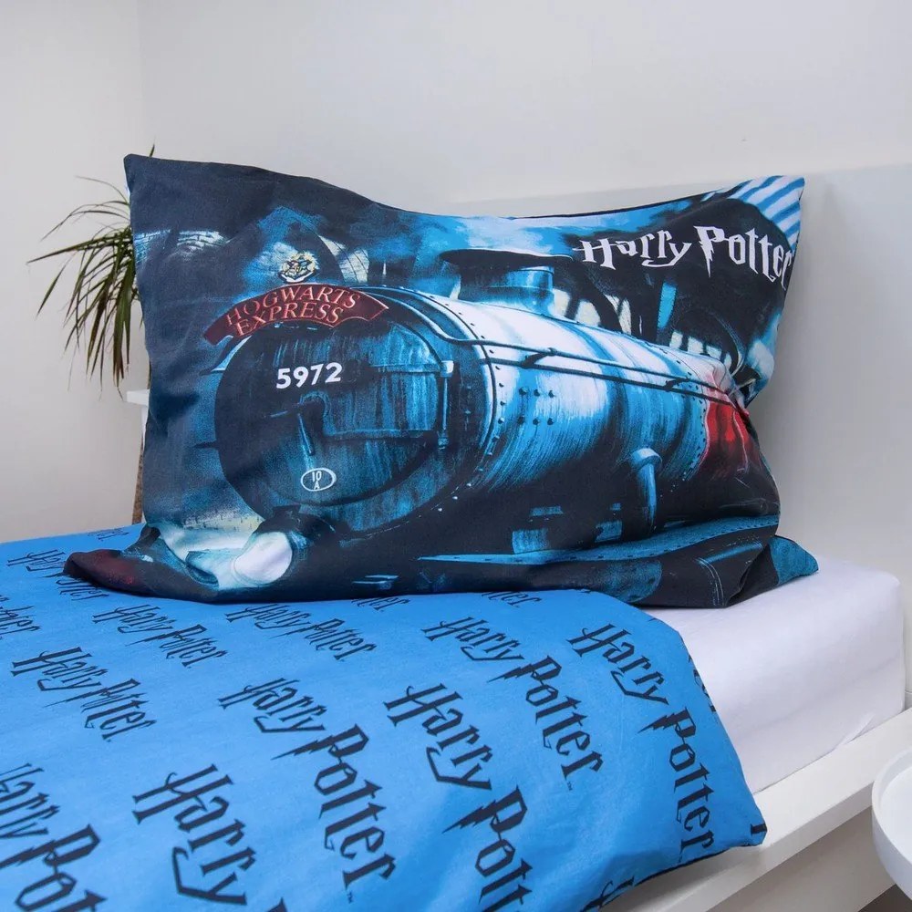 Set copripiumino e federa da bambini in cotone per letto singolo 140x200 cm Harry Potter "Hogwarts Express" – Jerry Fabrics