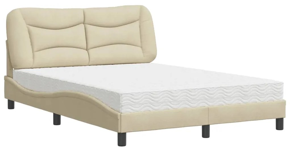 Letto con materasso crema 140x19 cm in tessuto