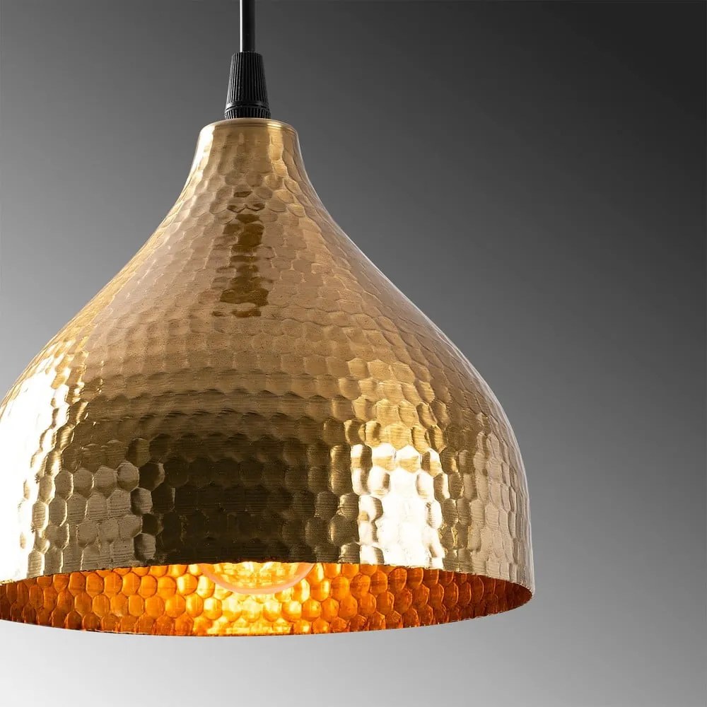 Lampadario dorato con paralume in metallo ø 18 cm Tattoo – Opviq lights