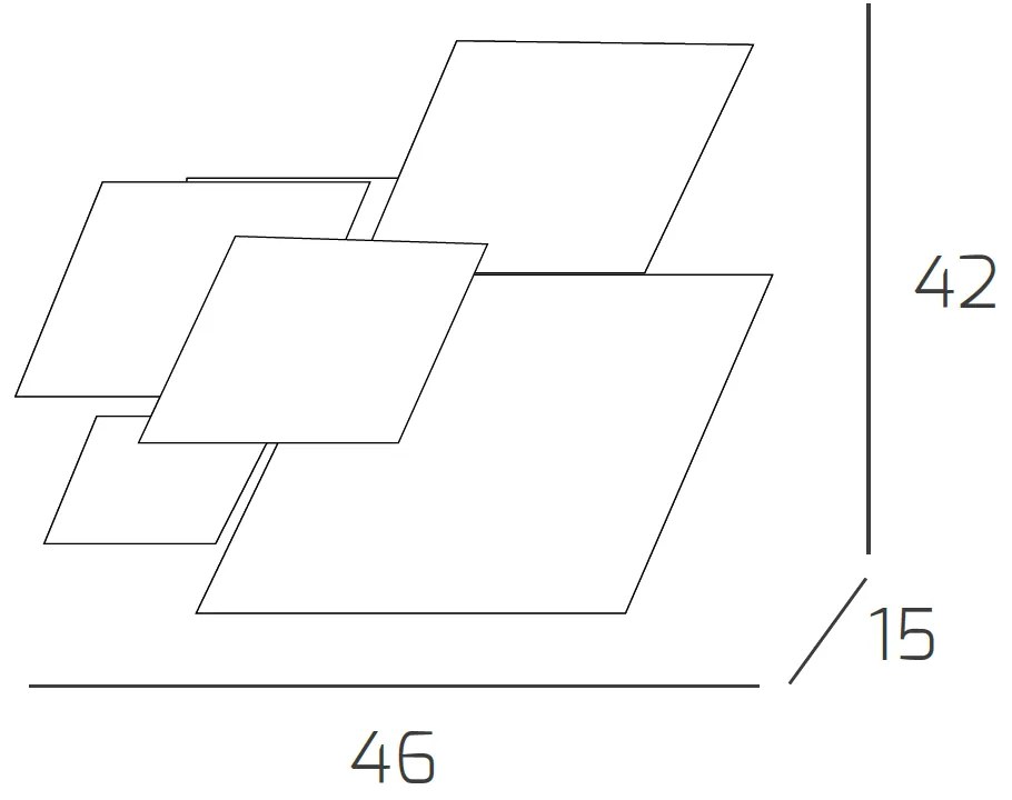 Applique Contemporanea Shadow Metallo Bianco Vetro Nero 4 Luci E27 46Cm