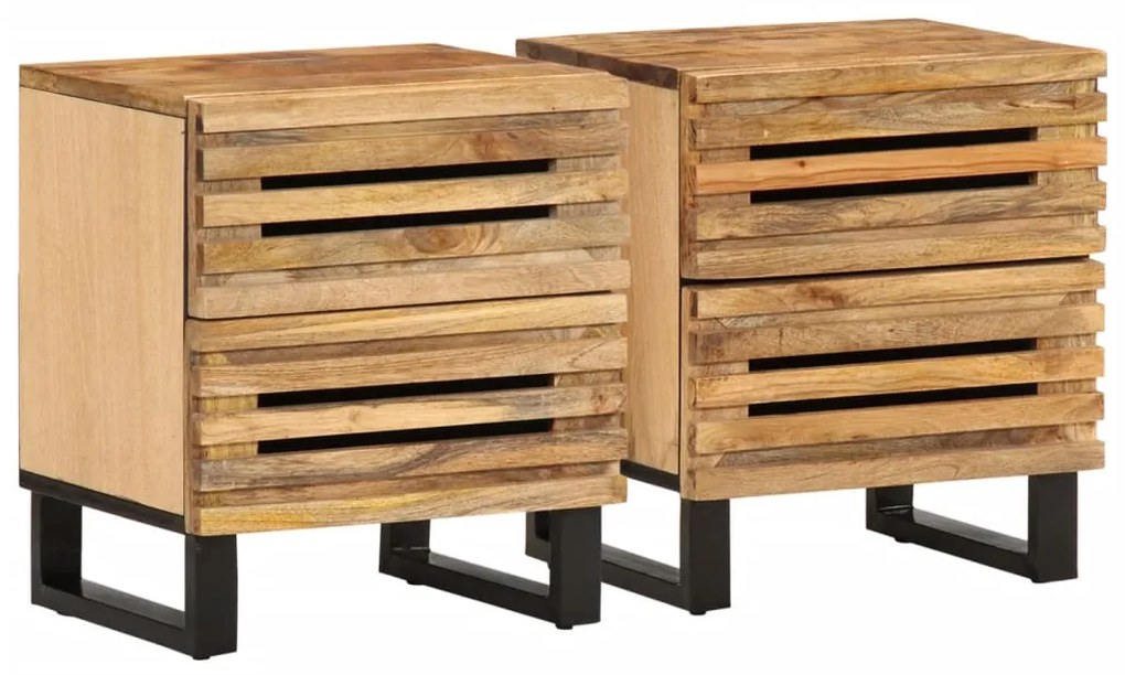 Comodini 2pz 40x34x46 Cm İn Legno Massello Di Mango /