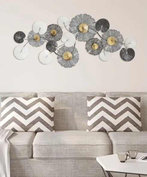 Pannello Decorativo Astratto Troby 143x8,5x64 Cm In Ferro Multicolore