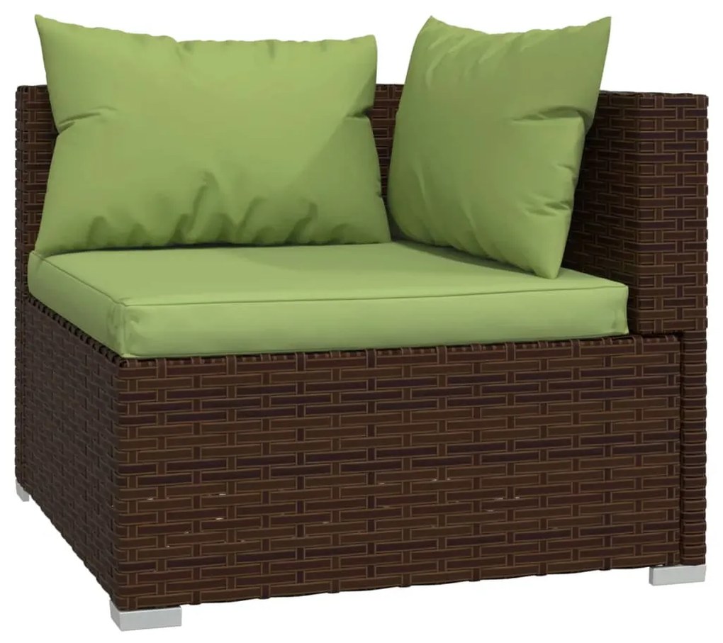 Set Divani da Giardino 5 pz con Cuscini in Polyrattan Marrone