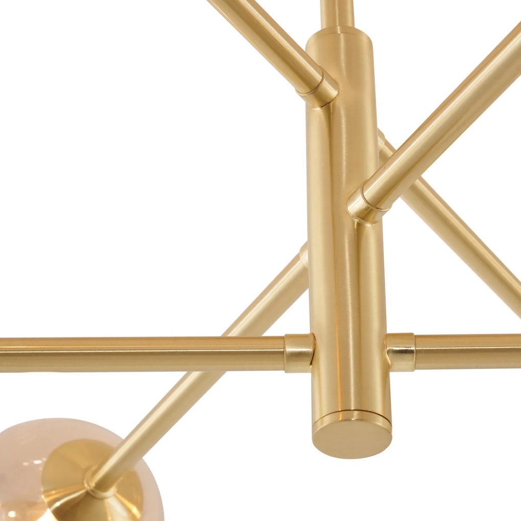 Plafoniera moderna ottone con vetro ambrato 6 luci - Ryan