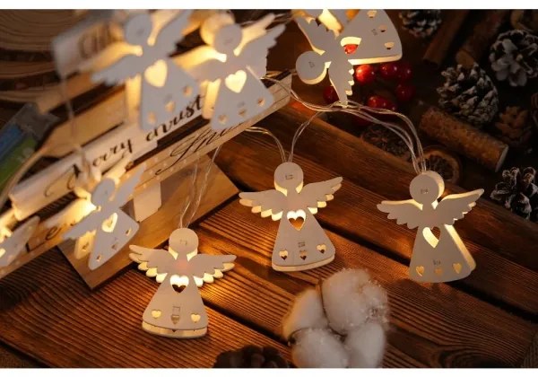 Retlux - Catena natalizia LED 10xLED/2xAA/bianco caldo 2m angioletti