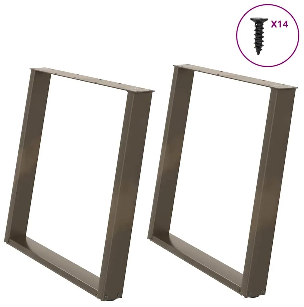 Gambe Tavolo Pranzo A U 2 Pz 100x(72-73) Cm Acciaio /