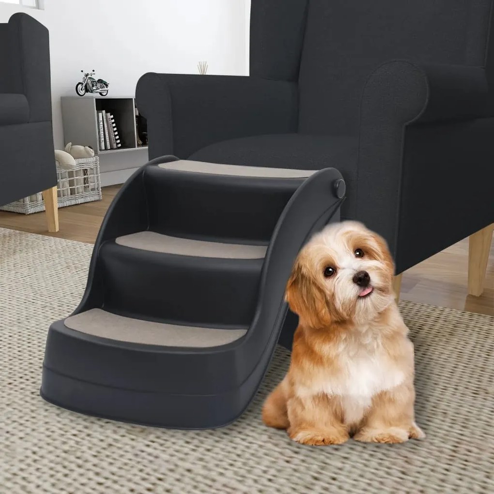 Scala Per Cani Pieghevole Con 3 Gradini Nera /