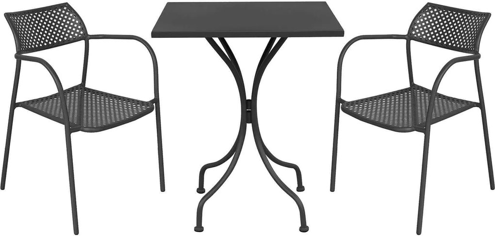 ROMANUS - set tavolo in metallo cm 60 x 60 x 72 h con 2 poltrone Aviim