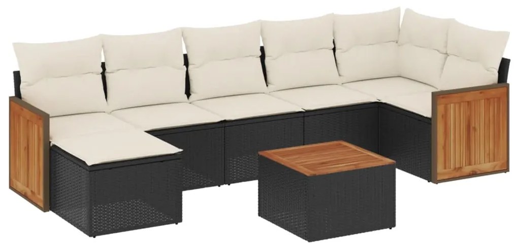 Set Divani da Giardino con Cuscini 8 pz Nero in Polyrattan