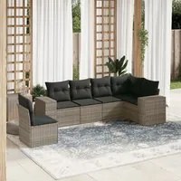 Set Divano da Giardino 6 pz con Cuscini Grigio in Polyrattan 3222629