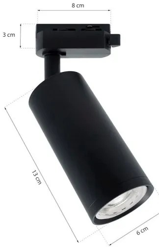 Faretto MICA per sistema a binario 1xGU10/25W/230V Monofase nero