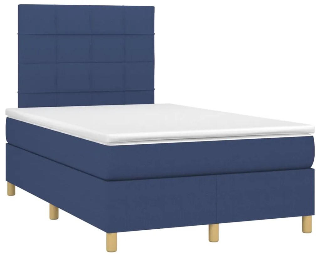 Letto a molle con materasso e led blu 120x190 cm in tessuto