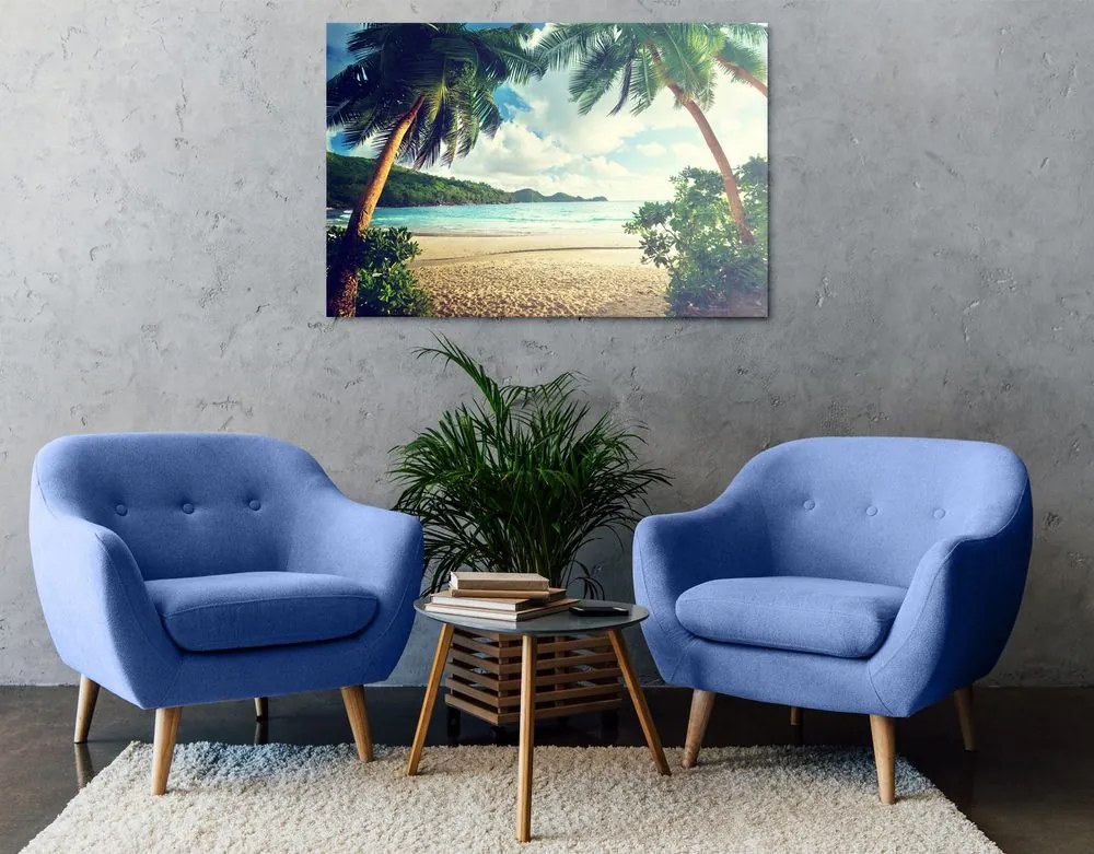 Quadro su tela – Tramonto sull'isola delle Seychelles