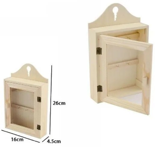 Trade Shop - Cassetta Portachiavi Legno 6 Ganci Appendichiavi Muro Decoupage 74029a Ly-10548