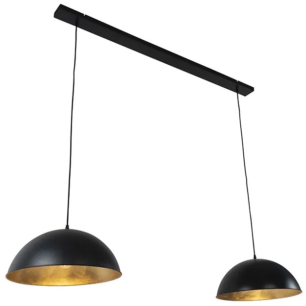 Lampada a sospensione industriale nera con oro 2 luci - Magnax