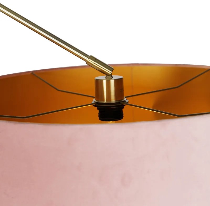Lampada da terra moderna con paralume in velluto dorato rosa 50 cm - Editor
