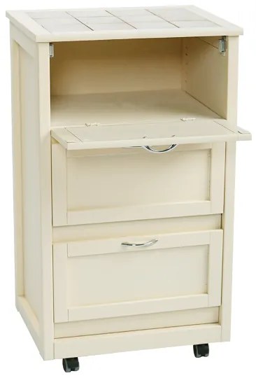 Carrello mobiletto con ante in legno a ribalta Avorio LANDHELL