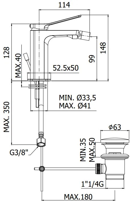 Paffoni Tilt Ti135no Miscelatore Bidet Con Scarico Nero Opaco