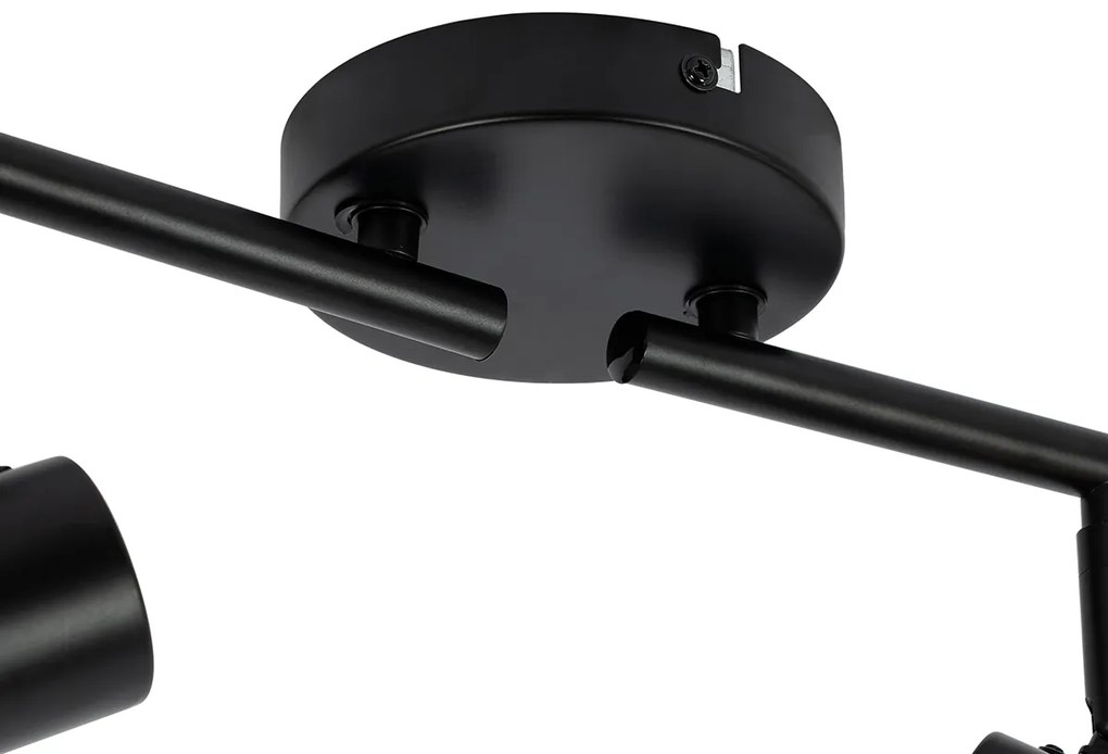 Faretto da soffitto nero con vetro fumé 4 luci orientabili - Laura