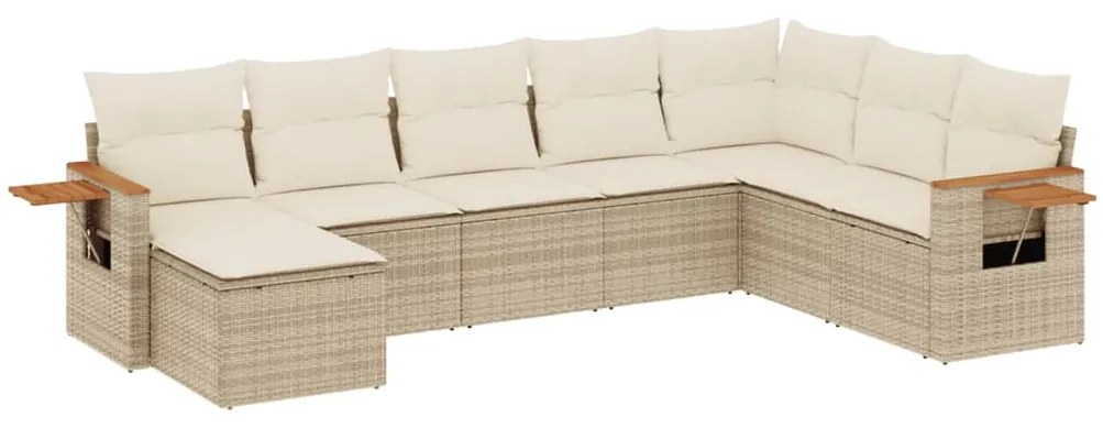 Set divano da giardino 8 pz con cuscini beige in polyrattan