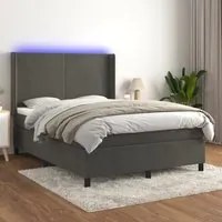 Letto a Molle con Materasso e LED Grigio Scuro 140x200 cmcod mxl 99405