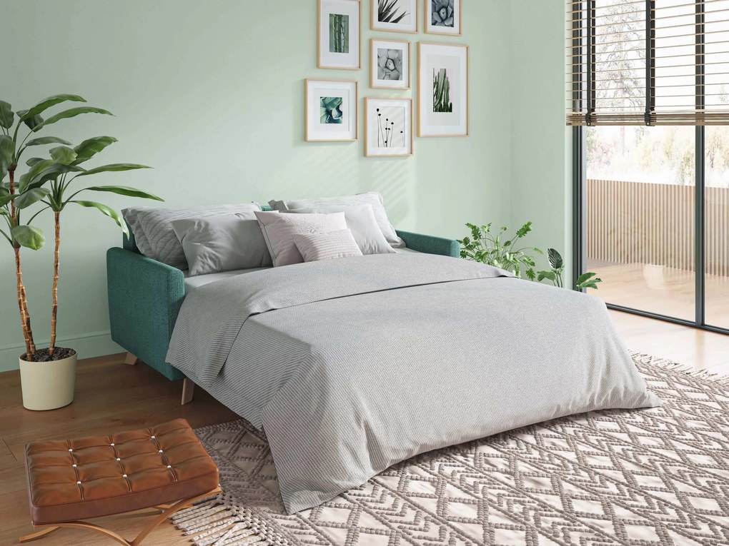 Edgar divano letto matrimoniale in tessuto felis impermeabile T03 verde acqua