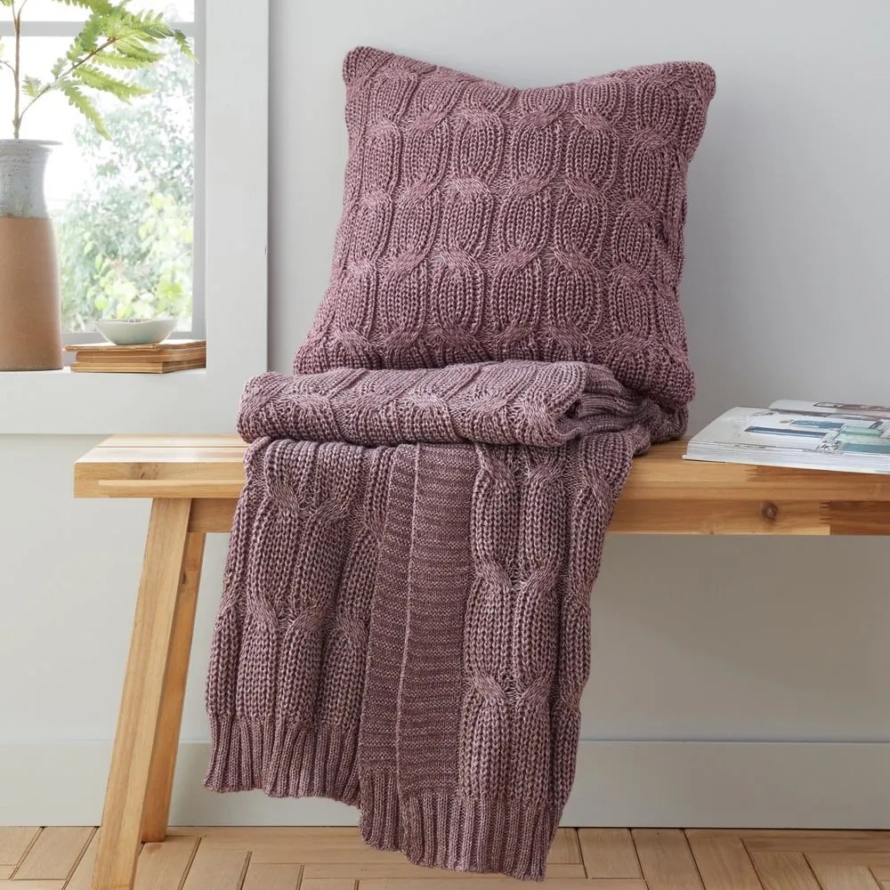 Coperta a maglia rosa e viola 130x170 cm Chunky Marl Knit - Catherine Lansfield