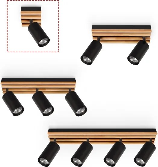 Brilagi - Faretto SELE WOOD ACOUSTIC 1xGU10/30W/230V nero/legno