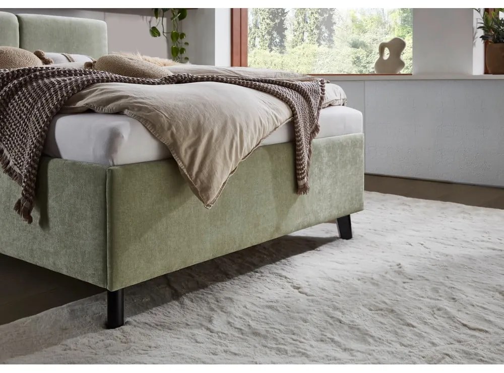 Letto matrimoniale imbottito verde chiaro con rete inclusa 140x200 cm Piano – Meise Möbel