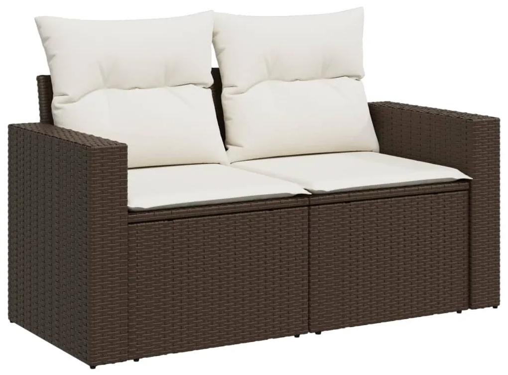 Set divani da giardino 9pz con cuscini marrone in polyrattan
