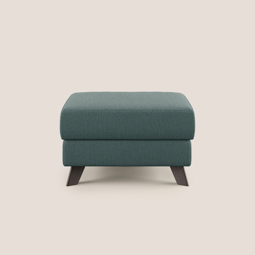 Moon Pouf contenitore e piedini alti in tessuto smacchiabile con acqua T05 verde