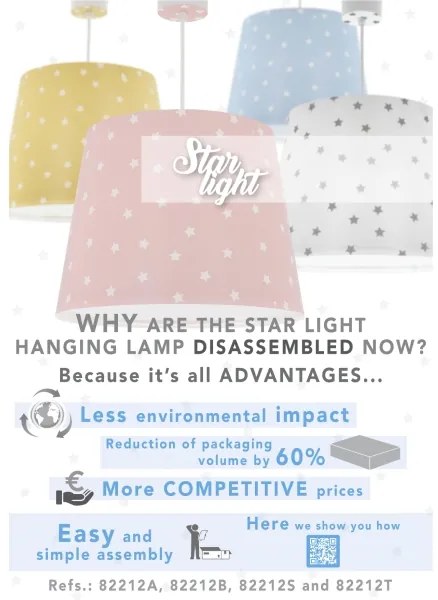 Dalber 82212B - Lampadario per bambini STAR LIGHT 1xE27/60W/230V bianco