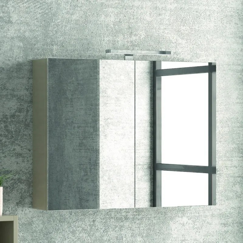 Composizione mobile bagno sospeso 80cm: mobile, 2 pensili e specchio TOD-80A - KAMALU