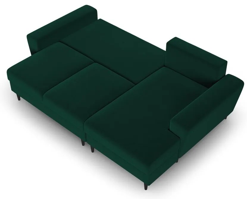 Divano angolare verde allungabile e con contenitore (con penisola a destra/con chaise lounge) con rivestimento in velluto Kyoto – Cosmopolitan Design
