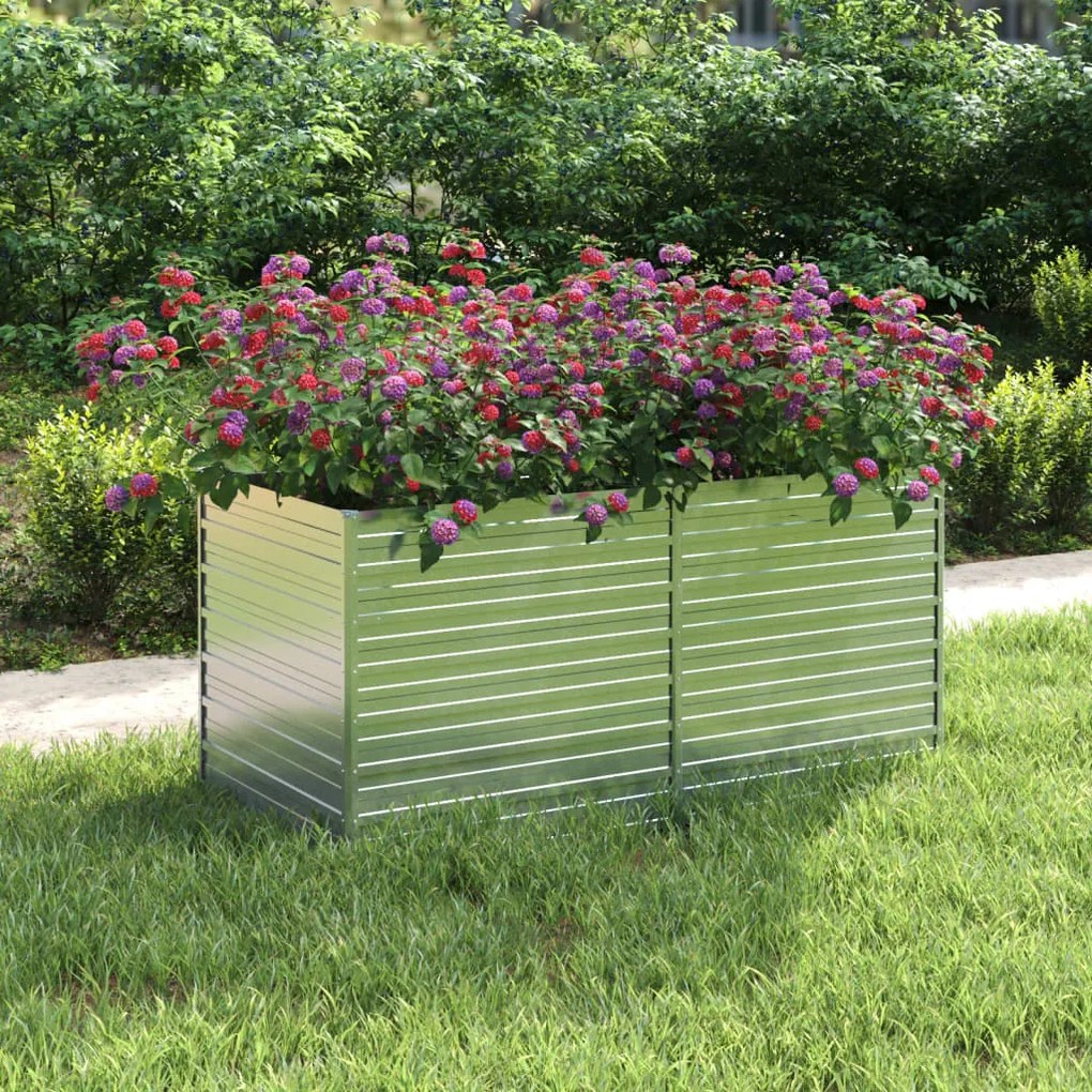 Letto Rialzato Giardino 160x80x77 Cm İn Acciaio Zincato Argento /
