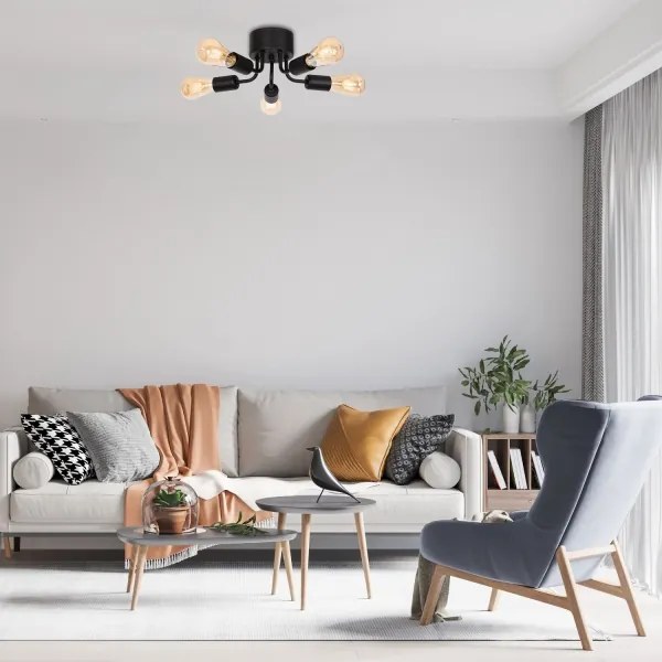 Lampadario a plafone BRENDA 5xE27/60W/230V nero