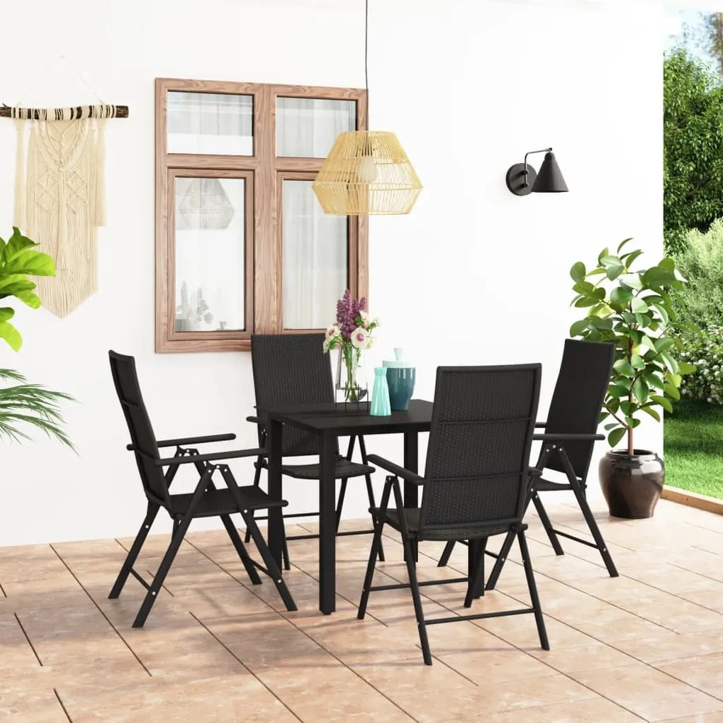 Set da pranzo da giardino 5 pz nero