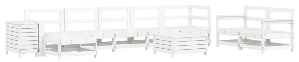 Set divani da giardino 10 pz in legno massello di pino bianco