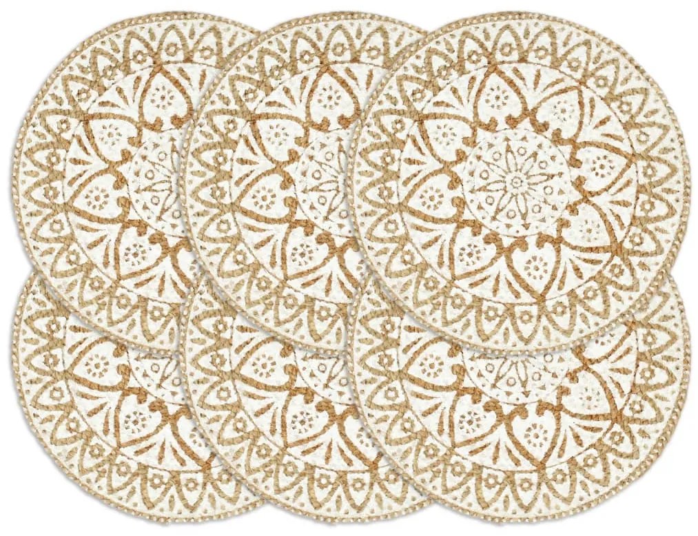 Tovagliette 6 Pz Bianche 38cm Rotonde İn Juta /