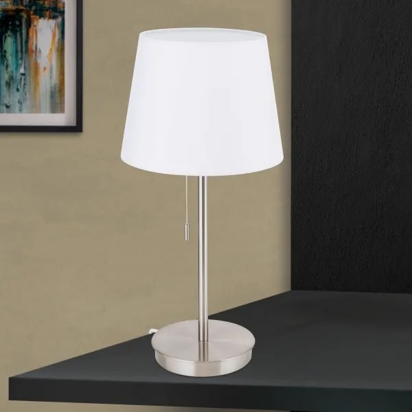 Orion LA 4-1205/1 - Lampada da tavolo con porta USB LUDWIG 1xE27/40W/230V bianco/cromo