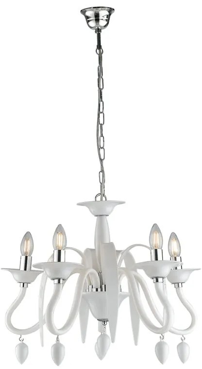 Lampadario Neoclassico Estefan bianco  5x E14 FAN EUROPE