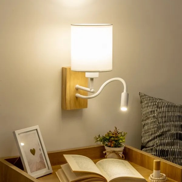 Brilagi - Applique a LED NUBILA WOOD 1xE27/25W/230V + LED/3W quercia/bianco